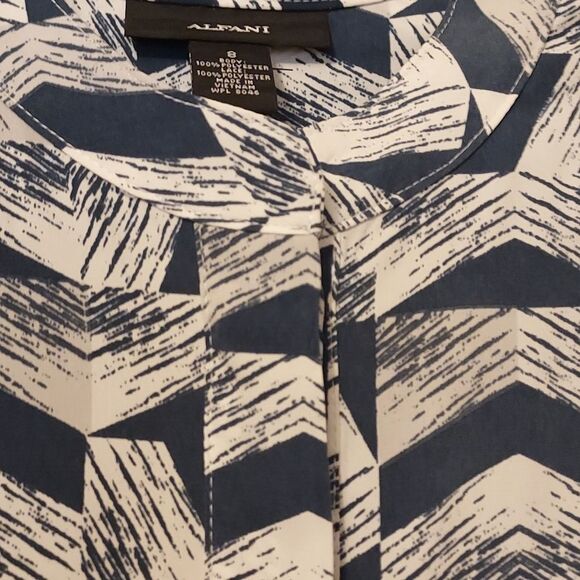 Alfani Blue and White Geometric Pattern A-Line Shift Dress Size 8 - Picture 8 of 15